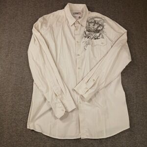 One90‎ Men's White Size XXL Black Crown Graphic Long Sleeve